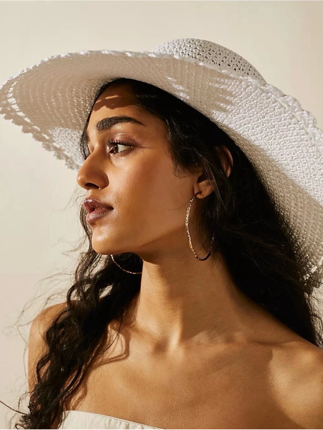 Free People Amelia Scalloped Crochet Sun Hat In White Nwt